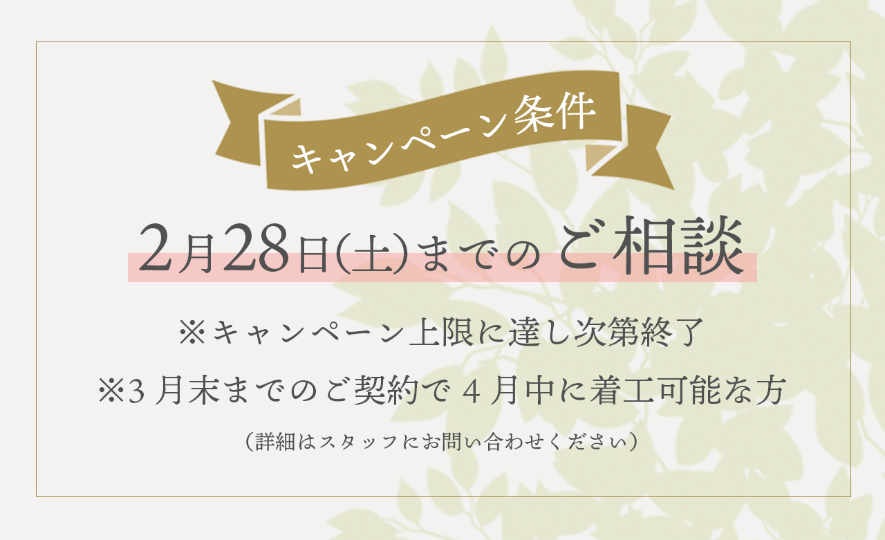 キャンペーン条件 2月28日までのご相談