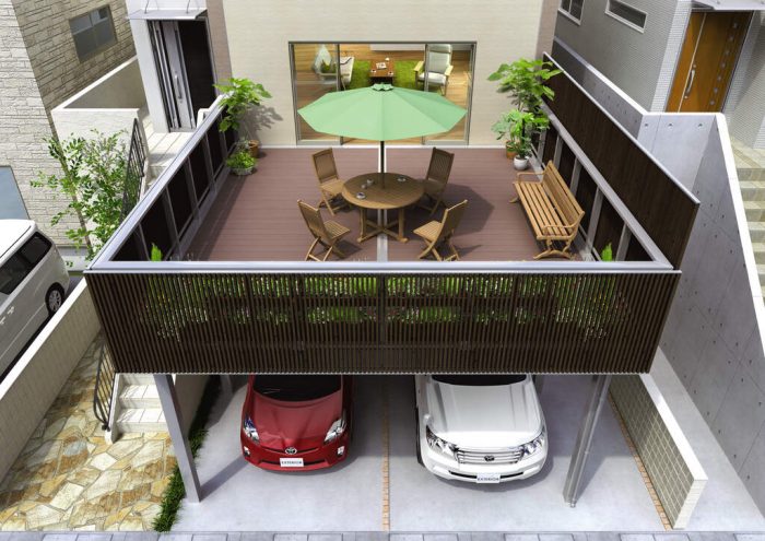 カーポートの上が広々テラス空間に!敷地を有効活用して叶えるプライベートガーデン - GardenJournalGarden journal ...