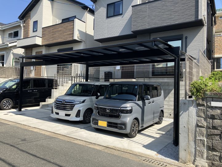 2台用カーポート　梁延長