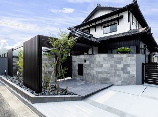 LIXILオーバーゲート +G　外構改修　和風　クローズ外構　植栽