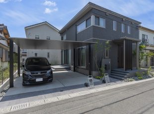 カーポートSC・シックなモダン外構・植栽