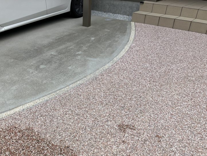 グランド工房 門扉 クローズ外構 豆砂利洗い出し 車庫土間 埋める