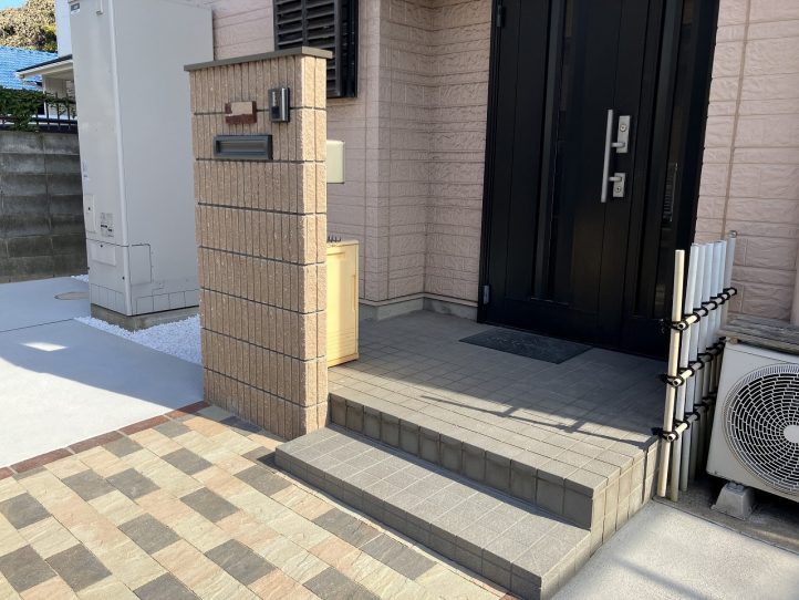 グランド工房　小倉店　外構改修　エクステリア　車庫　門塀　アプローチ　インターロッキング