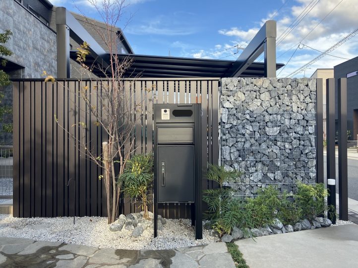 フェンス　ガビオン　目隠し　ガーデン　植栽