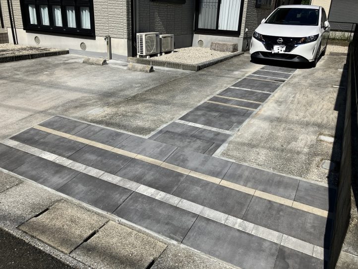 コンクリート 車庫 わだち インターロッキング エクレル デザイン