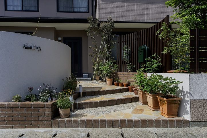 外構リフォーム　門塀　アプローチ